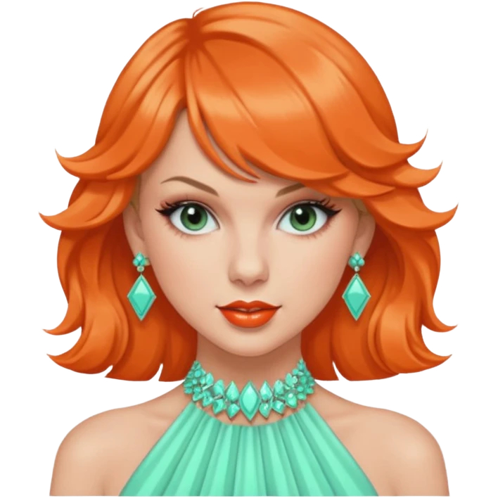 Taylor Swift life of a showgirl aesthetic with mint green and orange colours  emoji