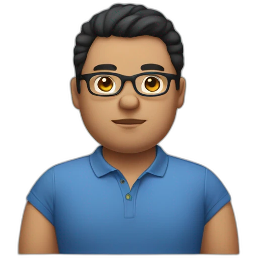 three-point head Black hair fatty Man with polo-shirt and glasses emoji