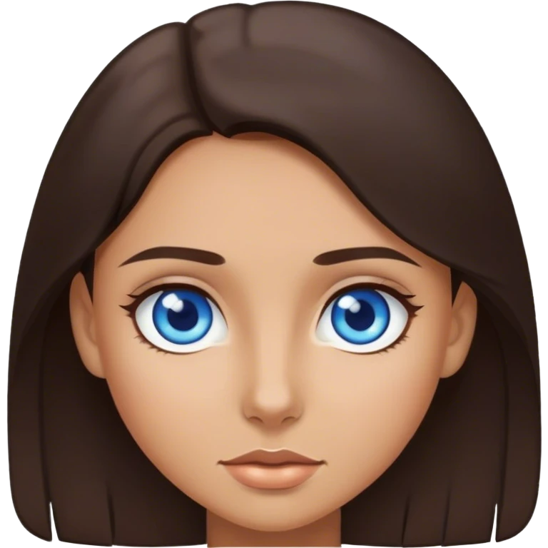 Tan girl with blue eyes dark brown hair emoji