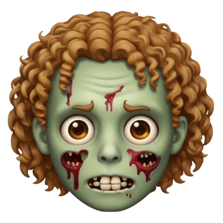 emoji de zumbi cabelo cacheado castanho claro e olho castanho emoji