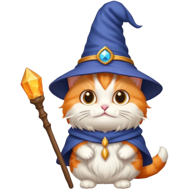 cat wearing a hat and holding a wand emoji