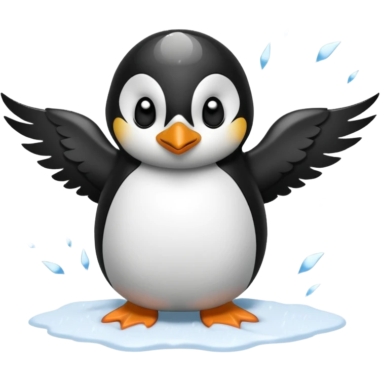 Penguin being hit in the snow emoji