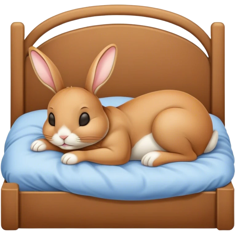 Tan bunny sleeping in a bed emoji