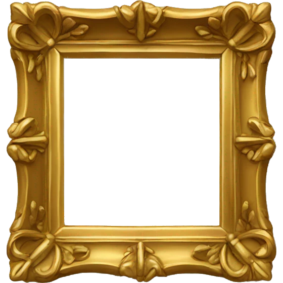 An empty golden art frame, decorated  emoji