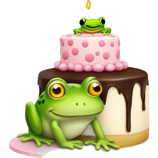 cake with frog emoji