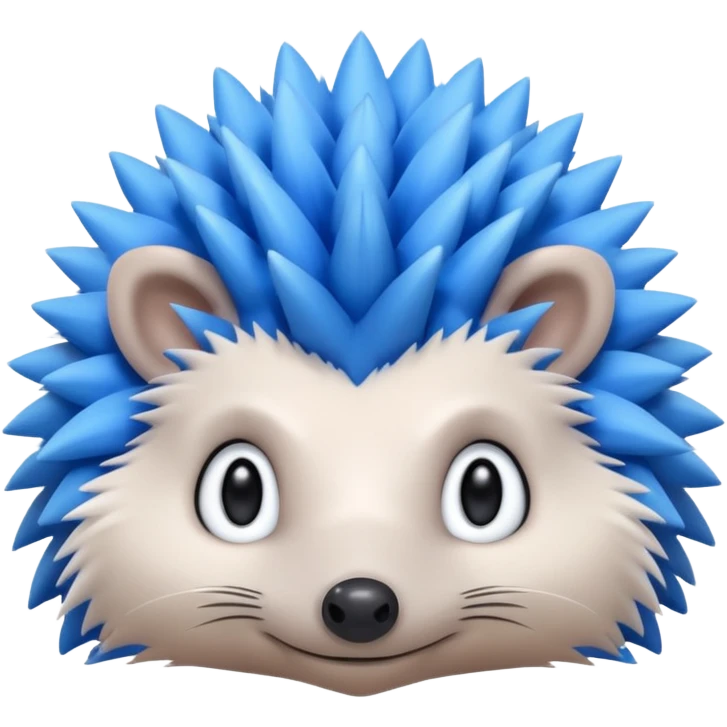 A blue hedgehog with 6 spines only face emoji