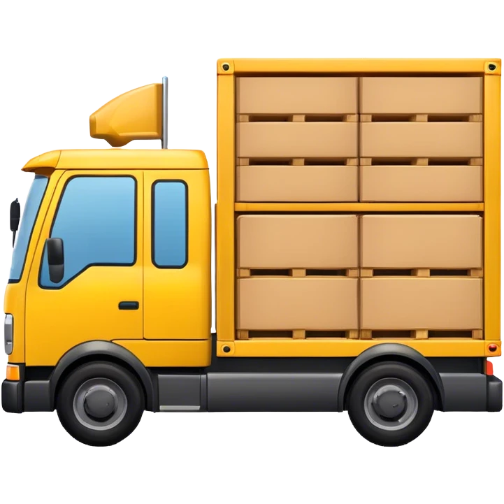 yellow logistic truck with pallets box emoji