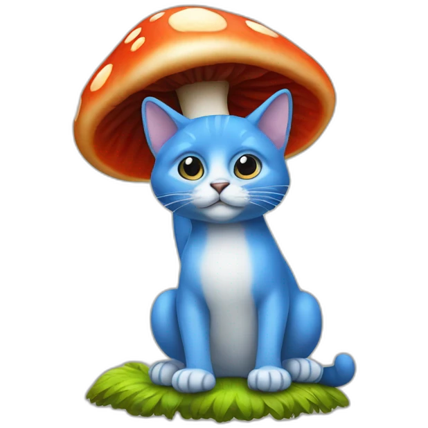 Shylushy blue cat-mushroom emoji
