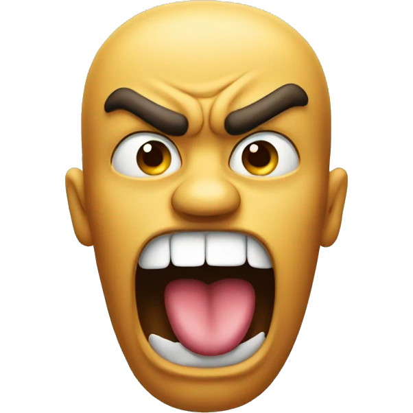An angry emoji that sticks out your tongue emoji