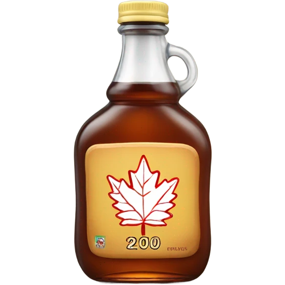A bottle of maple syrup with a maple leaf as the logo on front of the bottle emoji