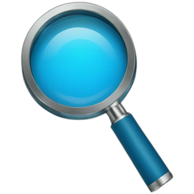Magnifier blue with letter W emoji