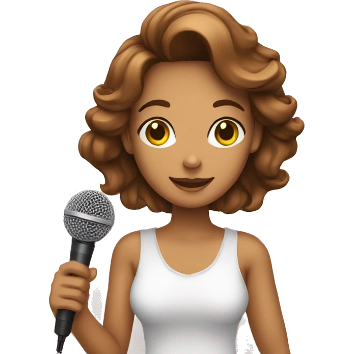 Mulher com microfone nas mãos emoji