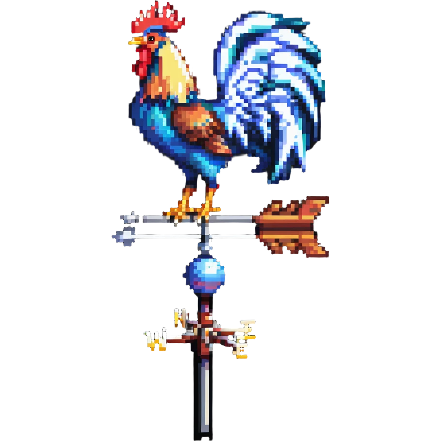 weathervane with rooster in pixel art style emoji