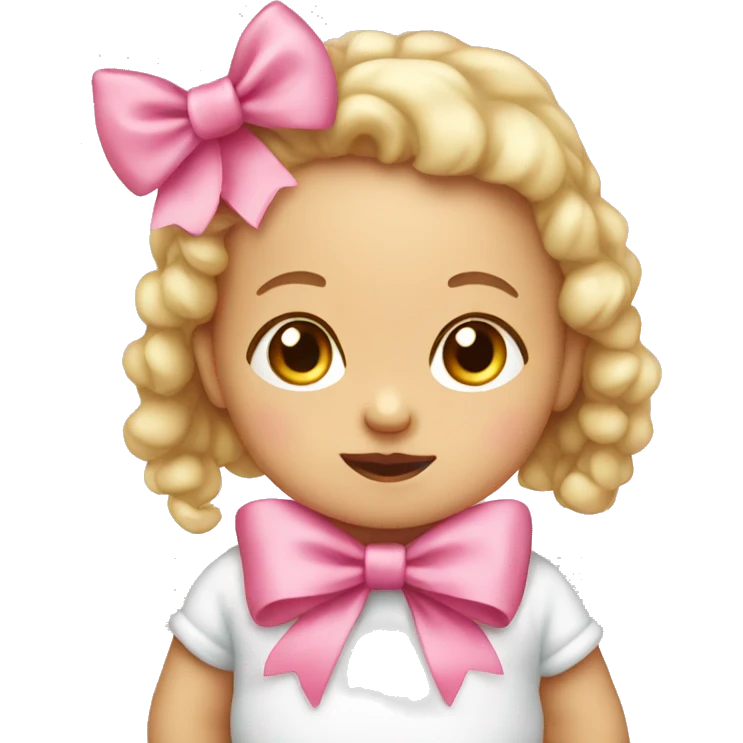 Baby wearing a pink bow emoji