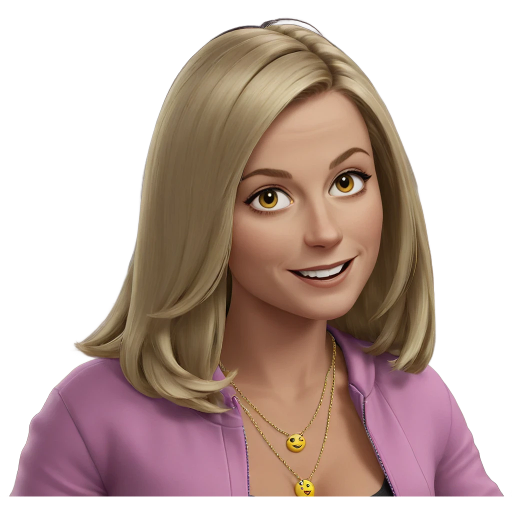 blonde girl smiling with necklace emoji