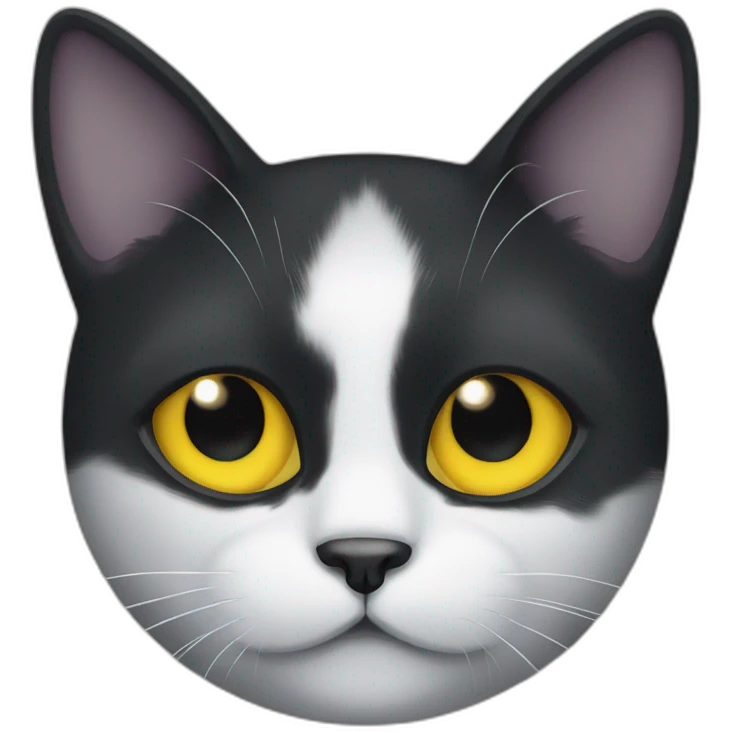 Black cat with one white eye and one yellow eye emoji