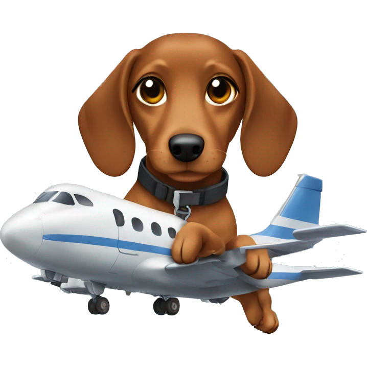 on a plane with a dachshund emoji