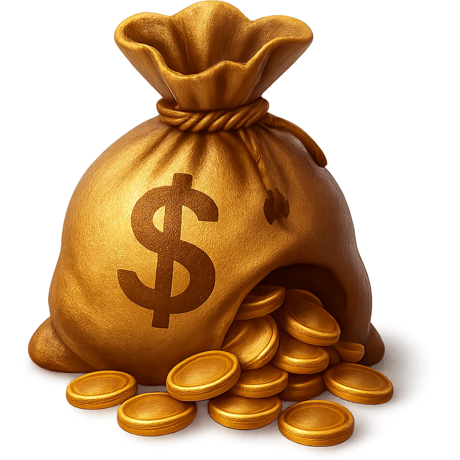 3d skeuomorphic money bag emoji