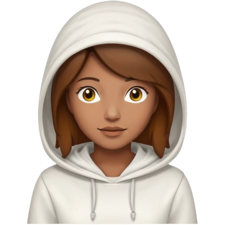 female bee keepers with brown hair, white outfit, white hood, brown skin emoji