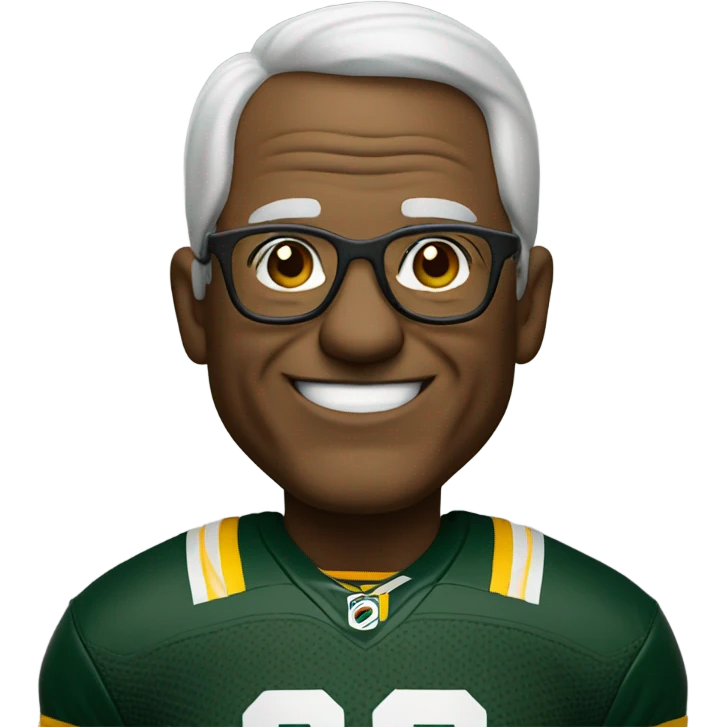 smiling old man with glasses in packers jersey emoji