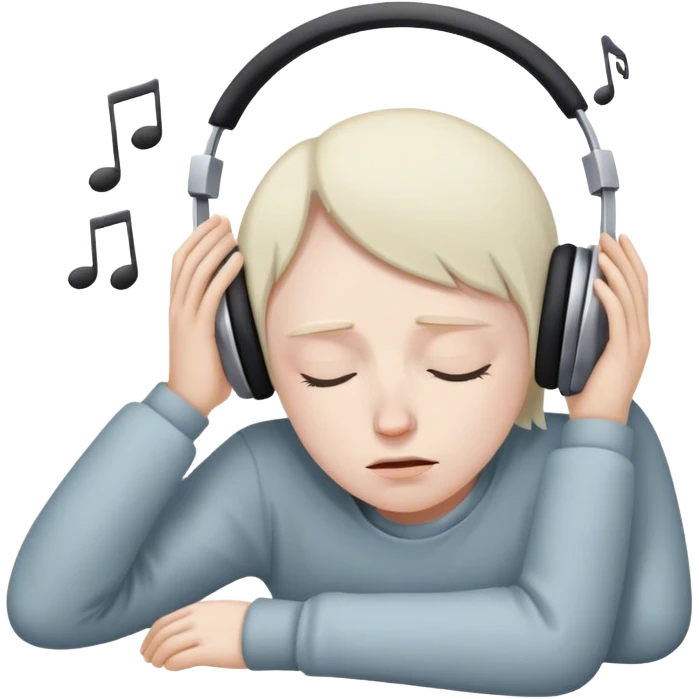 sleepy person listening to music emoji
