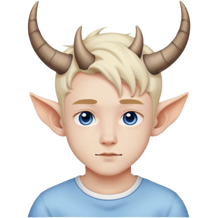 Aesthetic boy with horns and a blue background with white border  emoji