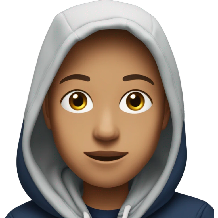 generate me a person wearing a navy blue hoodie which says GAP on it in big letters  emoji
