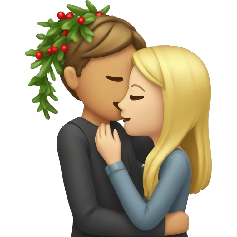 two women kissing under mistletoe emoji