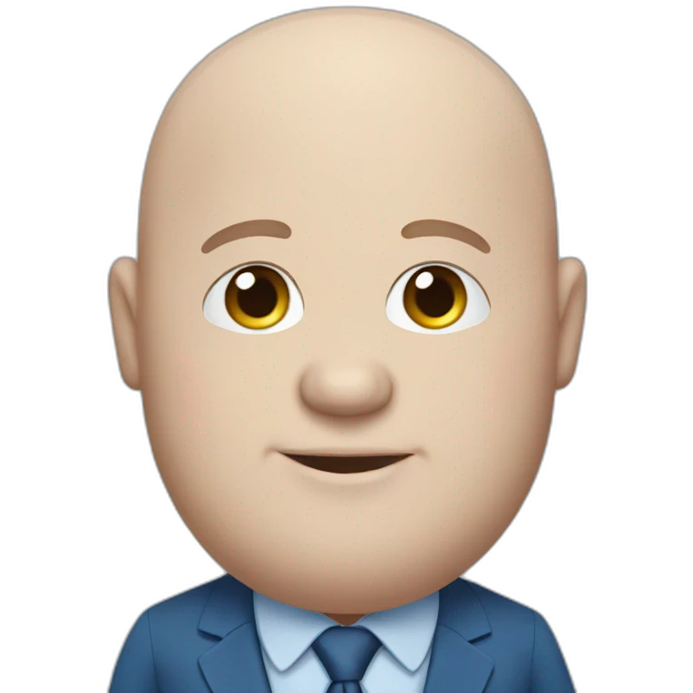 blue-eyed overweight bald man in a blue suit emoji