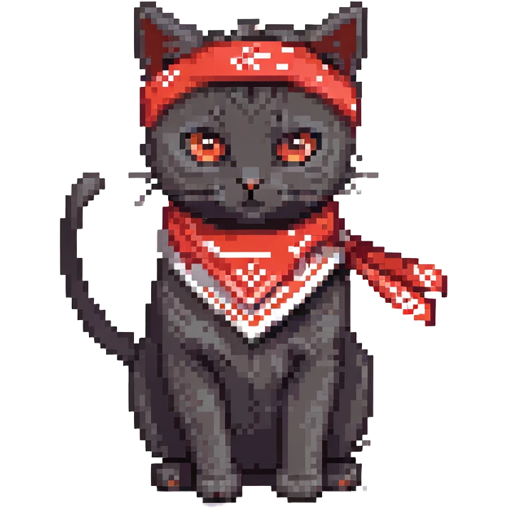 a little black socks cat with two uzis and a red bandana, he's just blasting!
 emoji