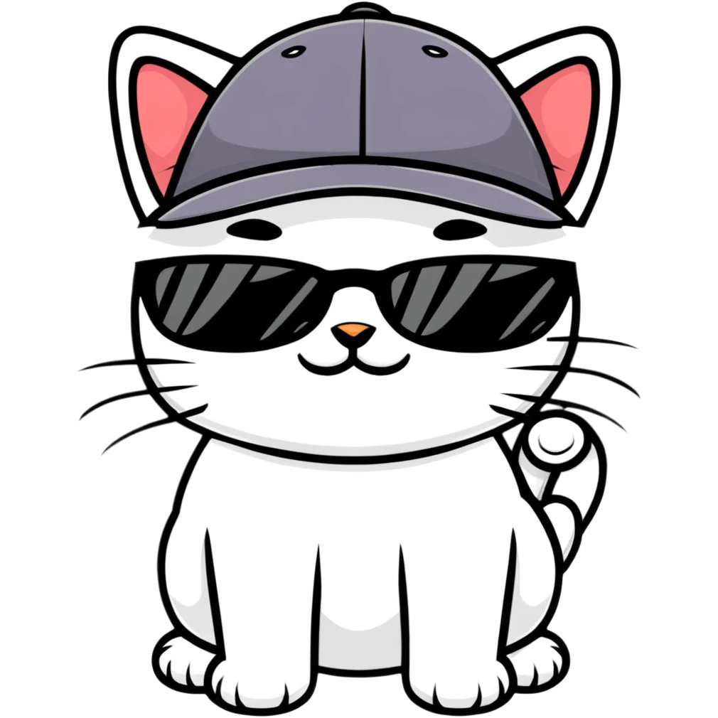 A cat wearing sunglasses and cap emoji