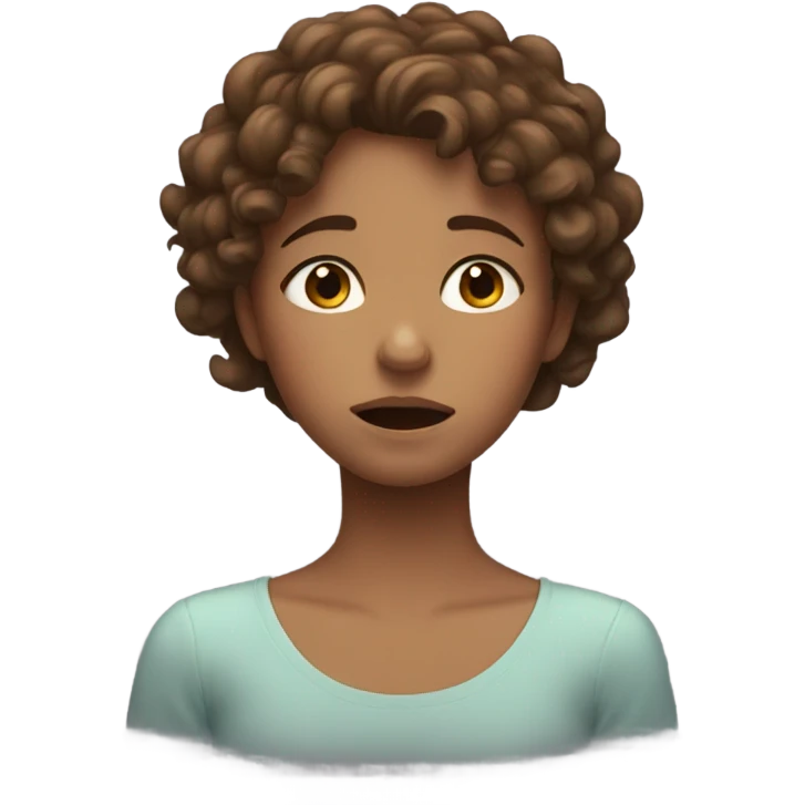 crying brown curly haired girl emoji
