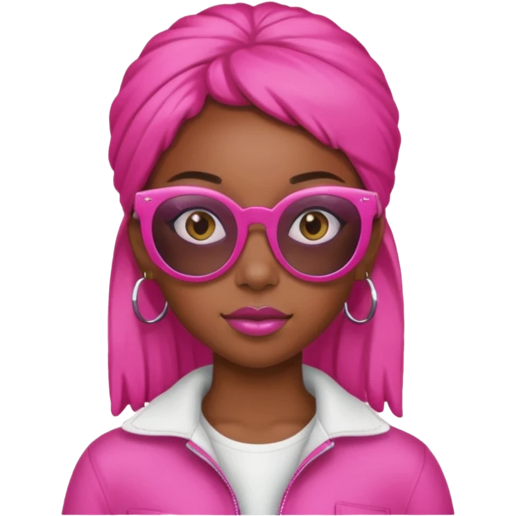 black girl with pink sunglasses  emoji