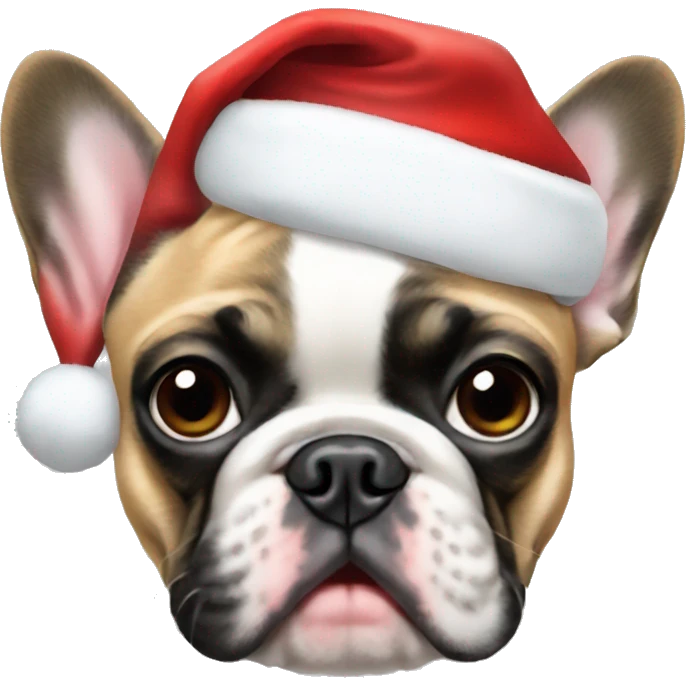 French bulldog with a Santa hat emoji