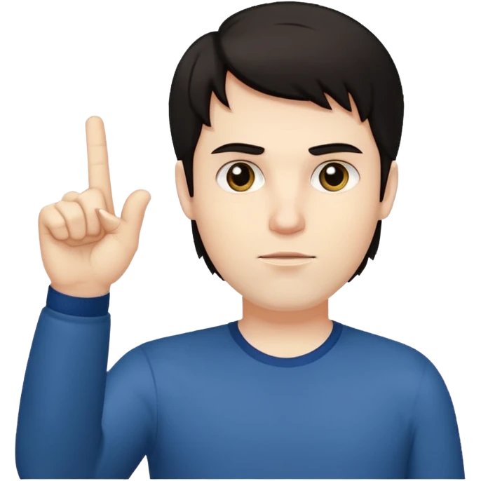 White man darl hair and neutral expression with middle finger emoji