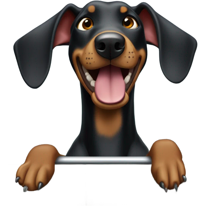 Doberman riding in jeep emoji