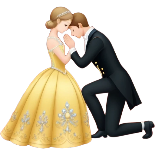 single character bowing or curtseying at a royal ball, with chandeliers in the background emoji