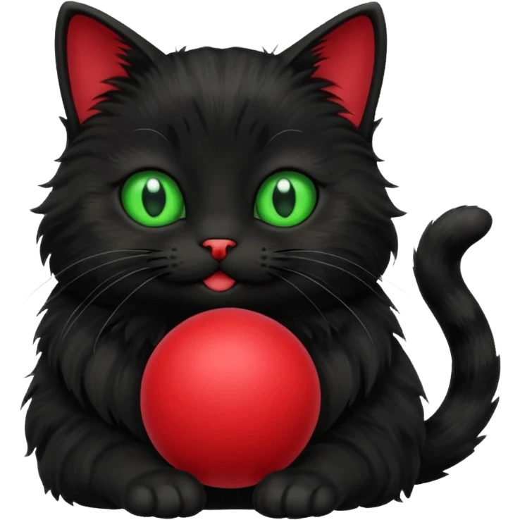 happy black cat playing with small ball emoji