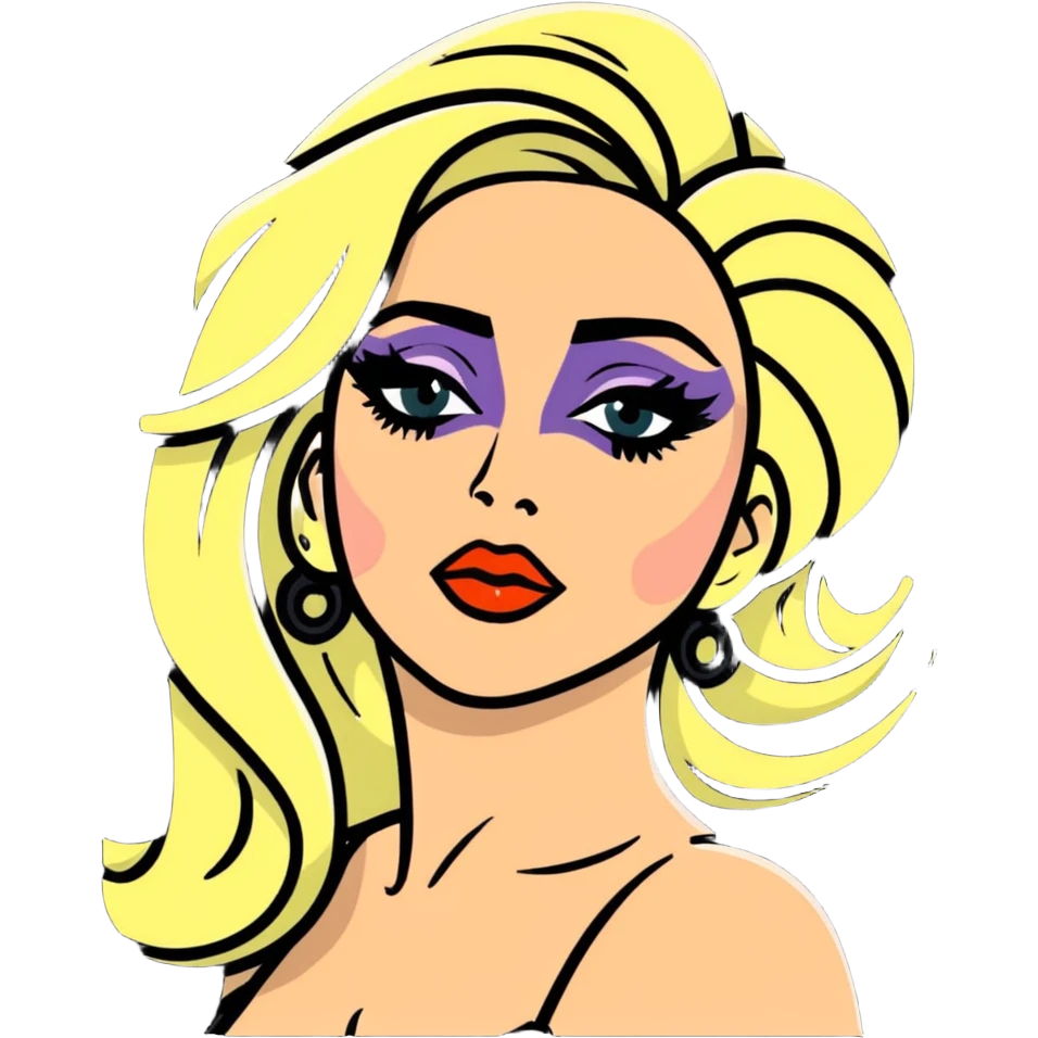 Lady Gaga with dramatic makeup and costume emoji