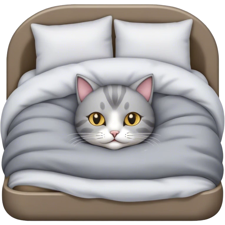 Cat tucked in bed emoji