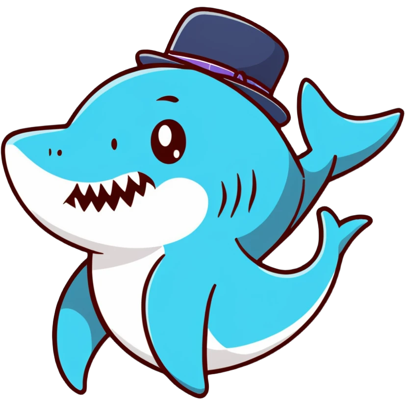 Shark with a top hat emoji