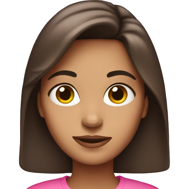 Brunette wearing pink emoji