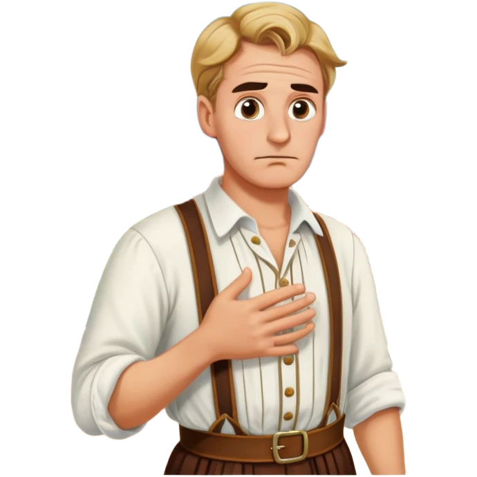 a German in typical Bavarian clothing shrugging and looking lost with Sicily in the background emoji