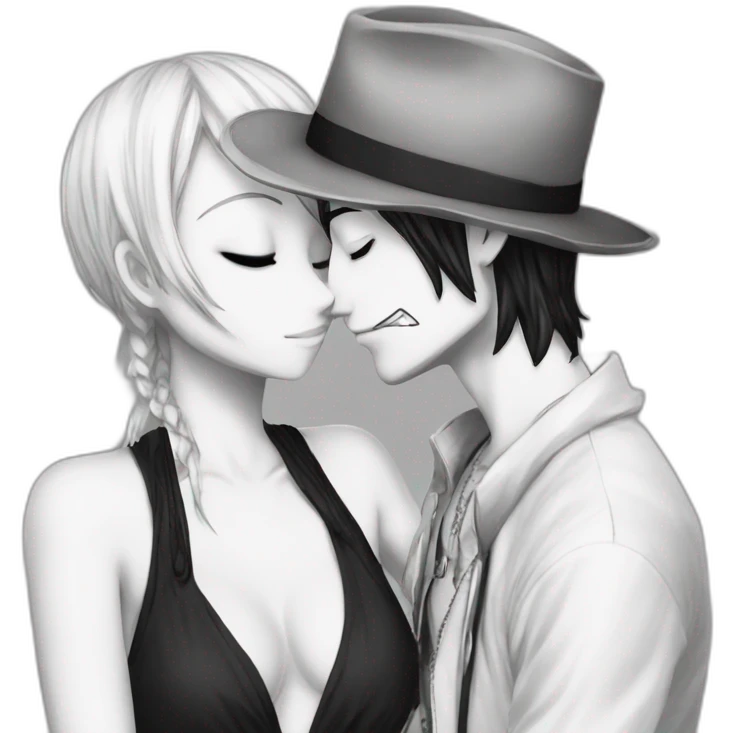 ace kissing akaino from one piece emoji