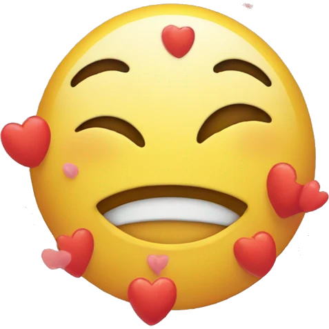 Emoji crying of happiness with floating hearts emoji