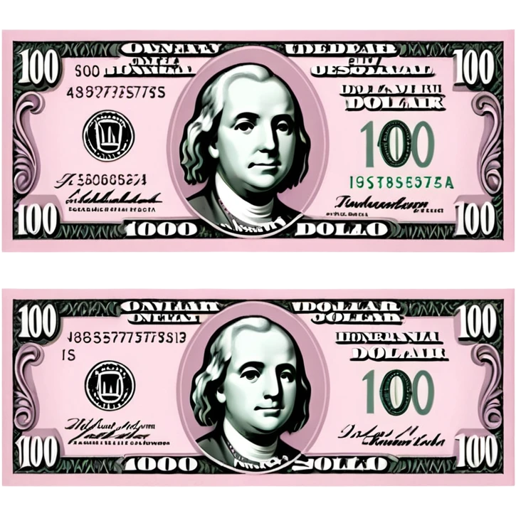 pink 100 dollar bill emoji