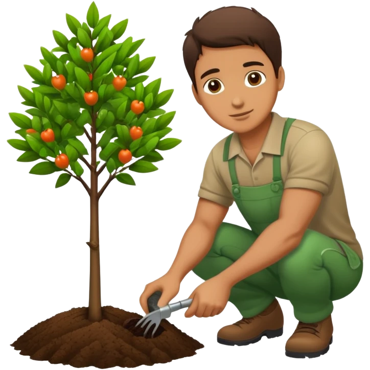 Man with one hand planting a tree emoji
