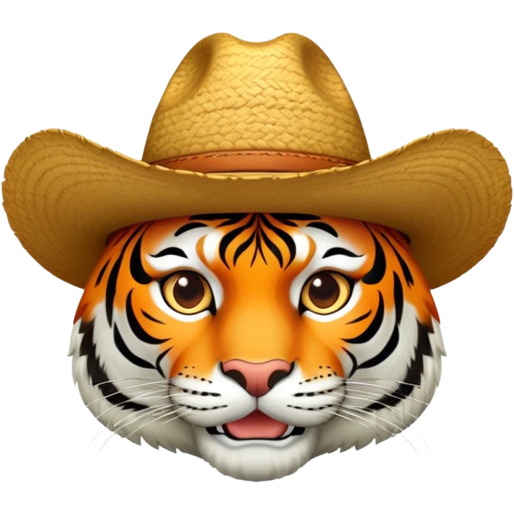 Cabeza de tigre con sombrero vaquero blanco  emoji