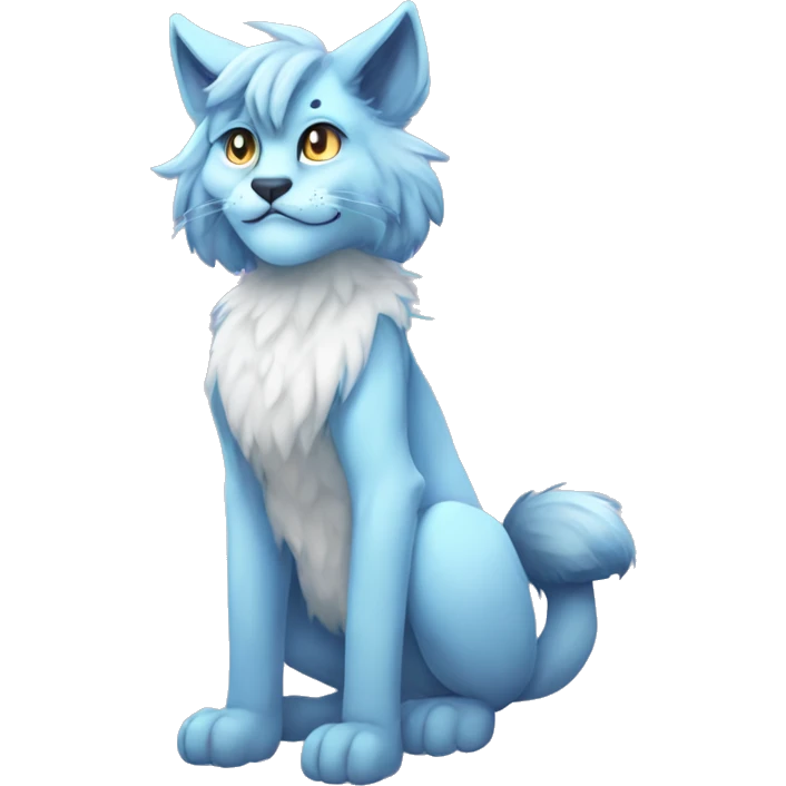 Anthropomorphic Anthro Pastel Blue Sona Lynx-Fakémon Furry Full Body emoji