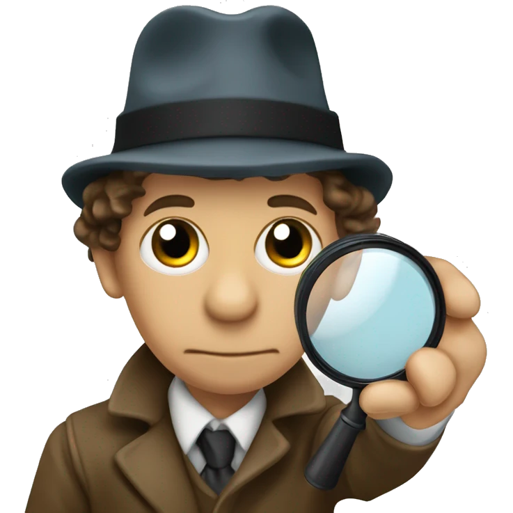 Sherlock holmes in deer stalker hat looking through magnifying glass emoji